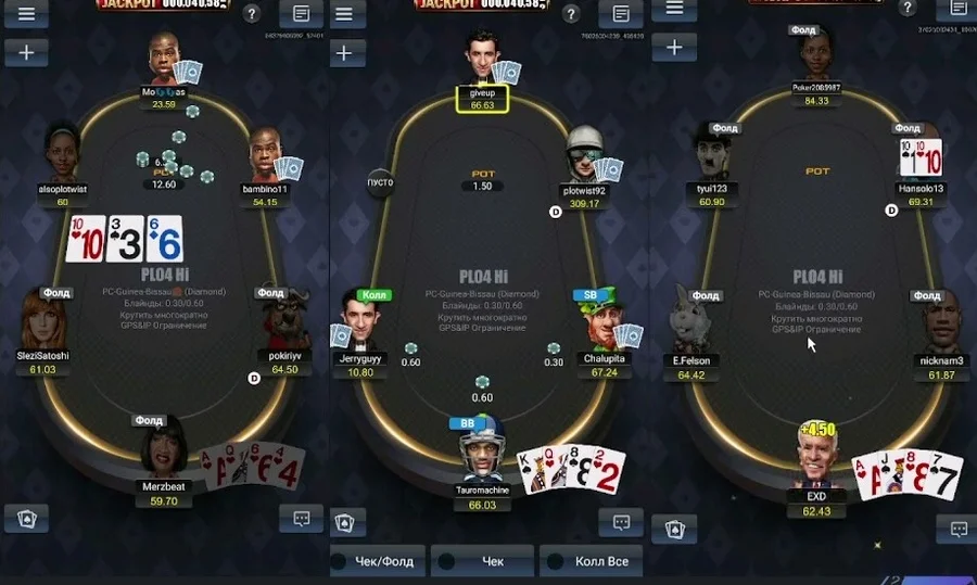 How to use PokerBros app for multi-tabling: three PLO tables tiled on a PC through an emulator